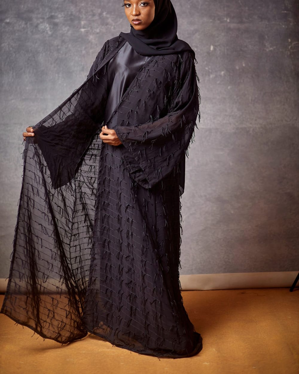 Chiffon scarf with Mat Satin detail