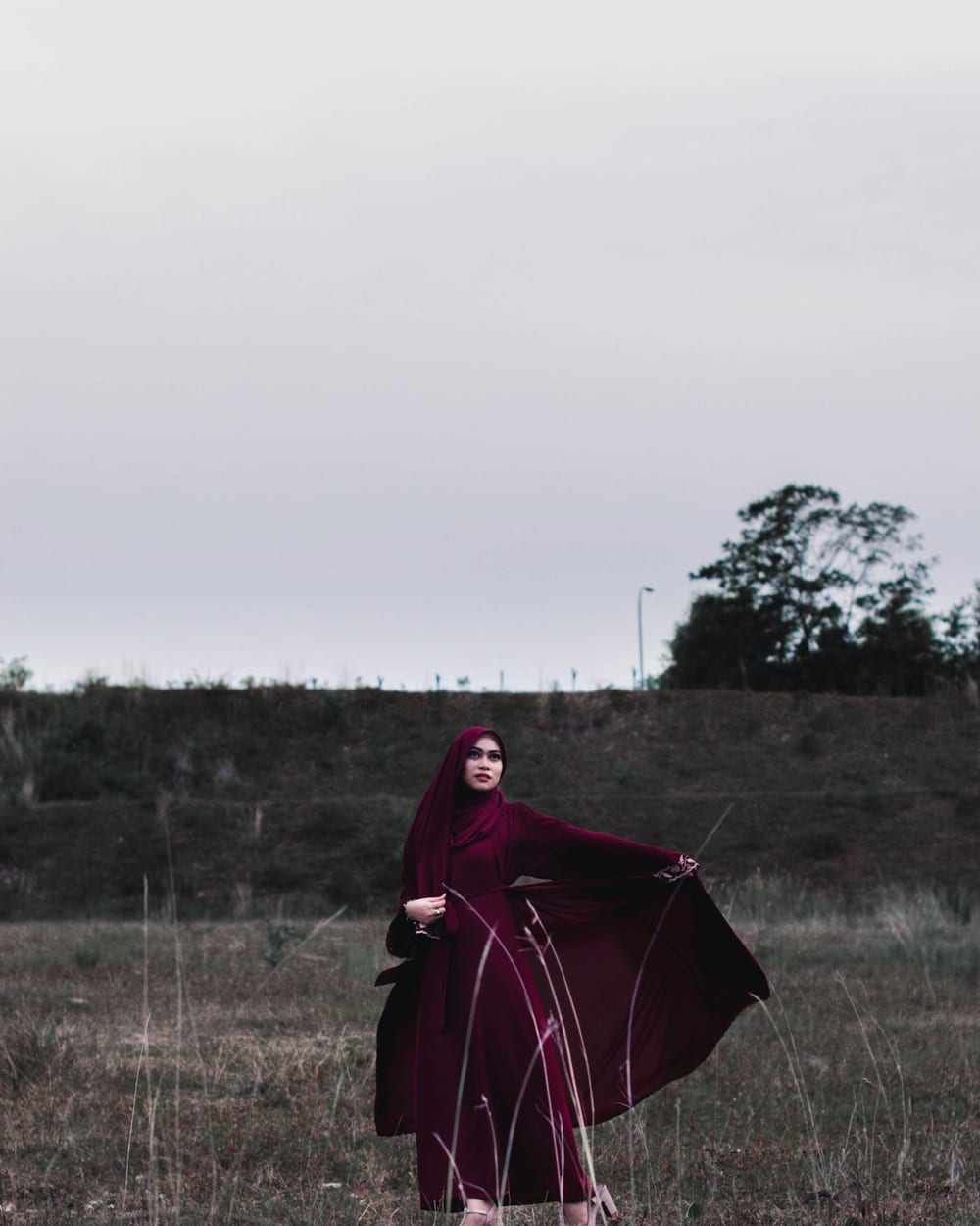 Satin-Trimmed Chiffon Cape